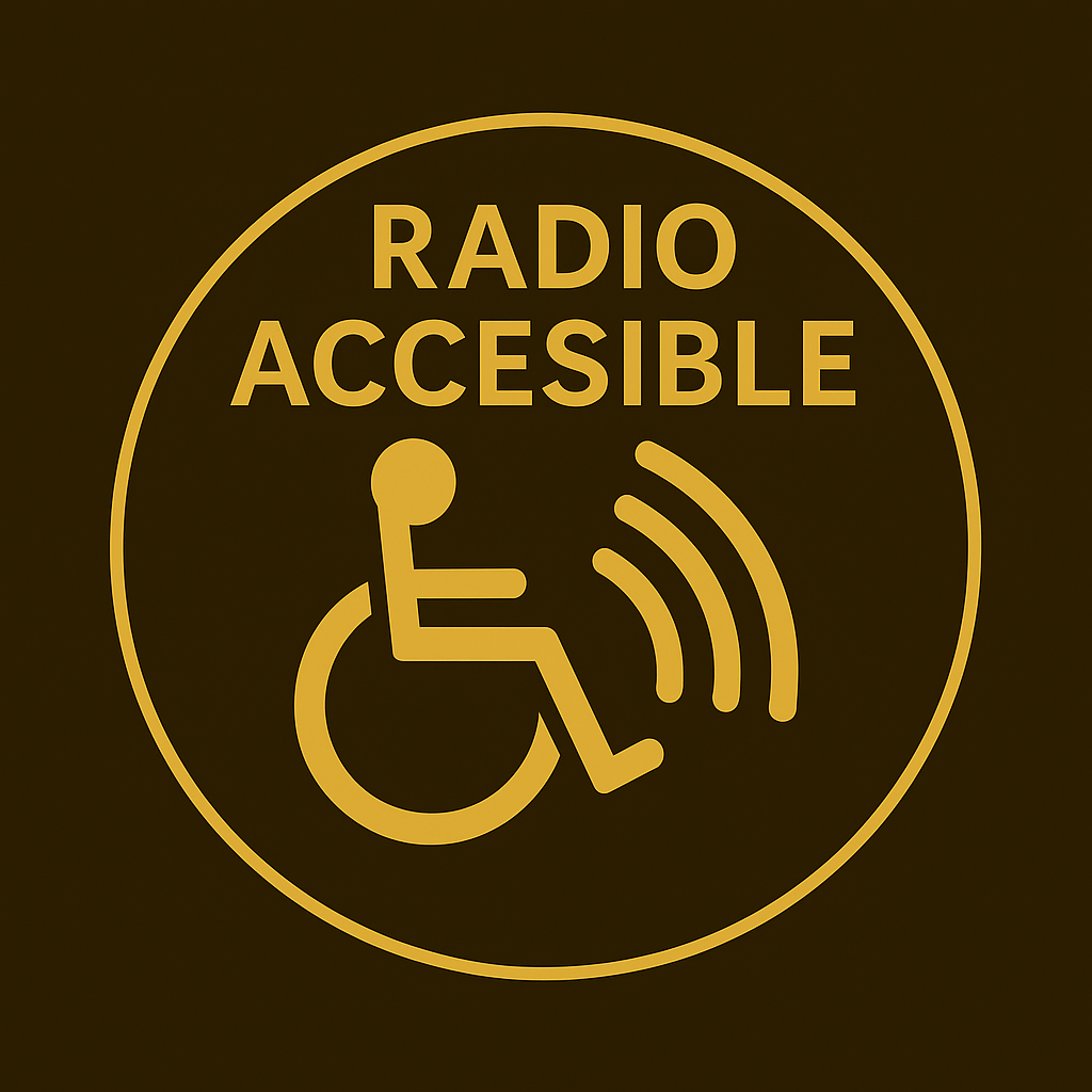 Logotipo de radio accesible. Esta emisora está adaptada a personas con discapacidad visual, auditiva y cognitiva.